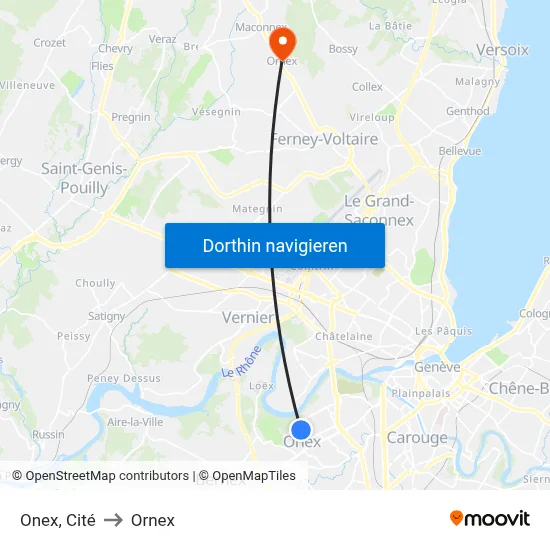 Onex, Cité to Ornex map