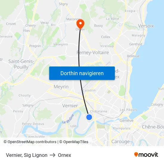 Vernier, Sig Lignon to Ornex map