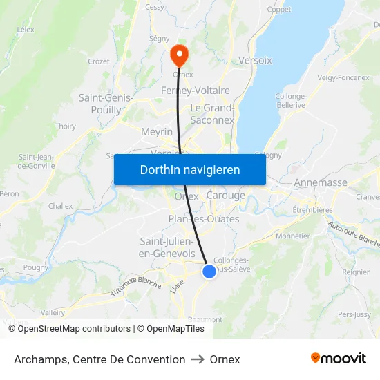 Archamps, Centre De Convention to Ornex map