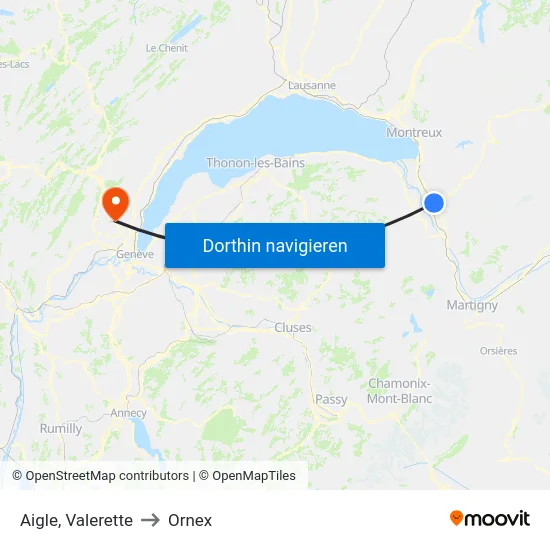 Aigle, Valerette to Ornex map