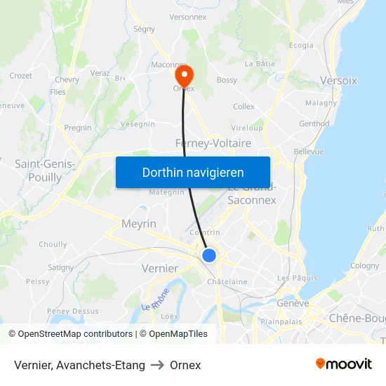Vernier, Avanchets-Etang to Ornex map