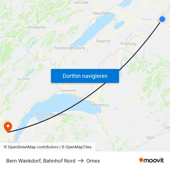Bern Wankdorf, Bahnhof Nord to Ornex map