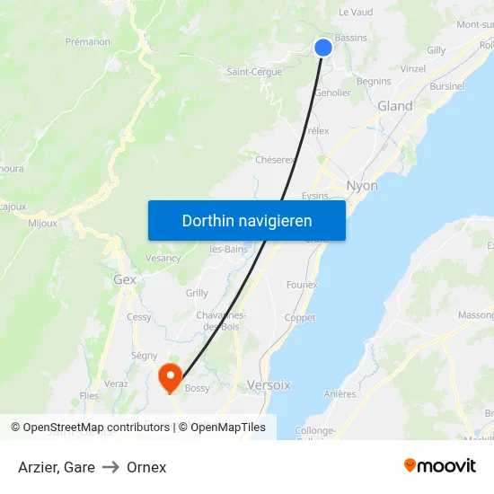 Arzier, Gare to Ornex map