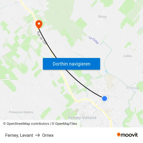 Ferney, Levant to Ornex map