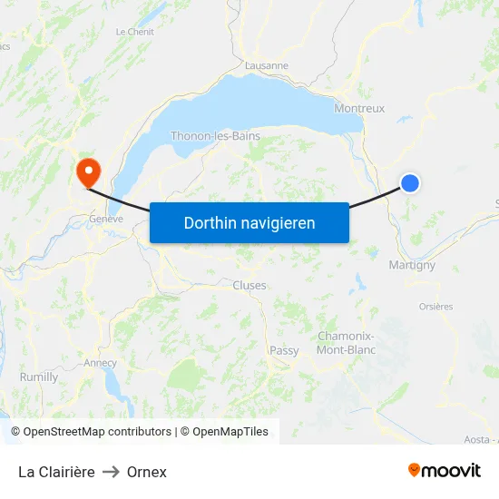 La Clairière to Ornex map