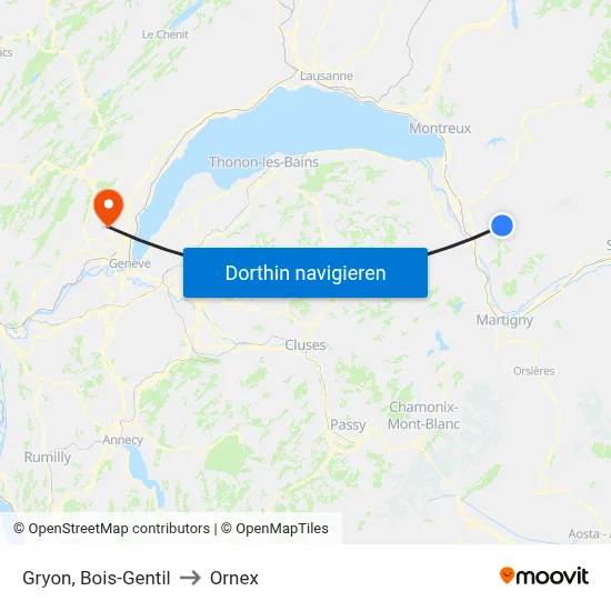 Gryon, Bois-Gentil to Ornex map