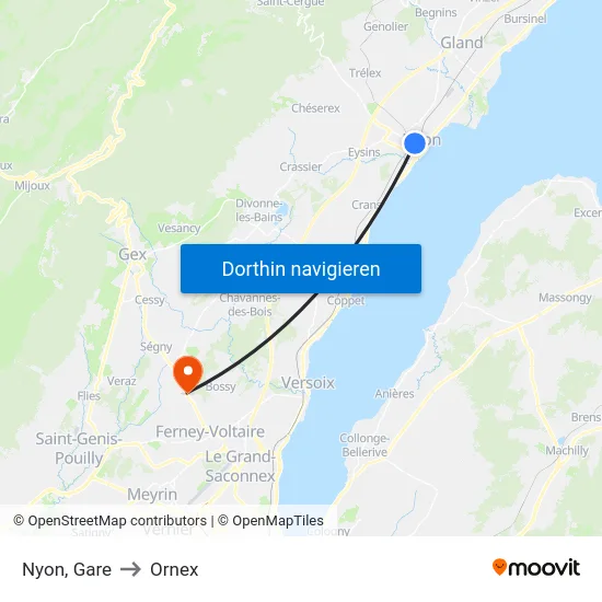 Nyon, Gare to Ornex map