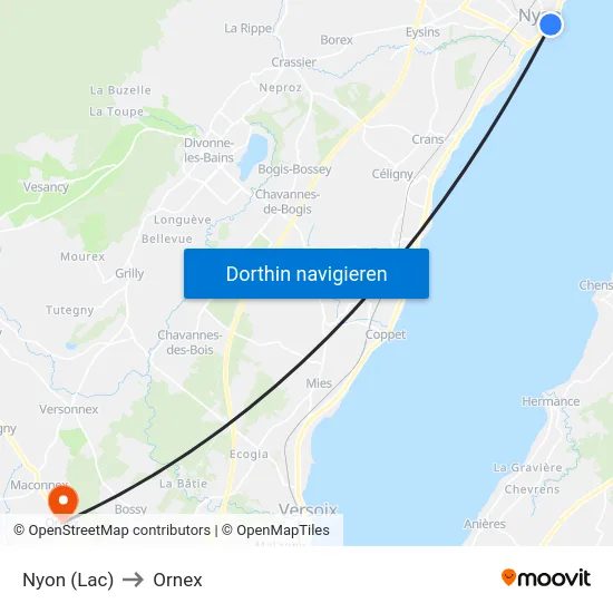Nyon (Lac) to Ornex map