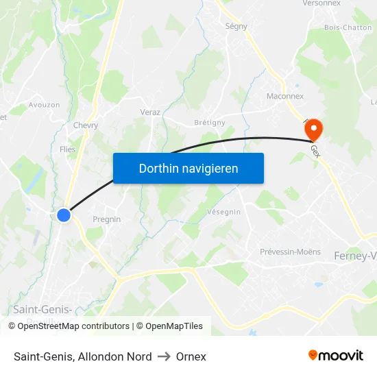 Saint-Genis, Allondon Nord to Ornex map