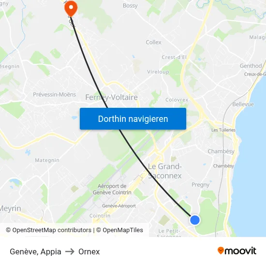 Genève, Appia to Ornex map