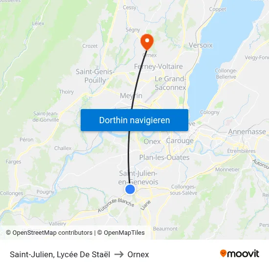Saint-Julien, Lycée De Staël to Ornex map