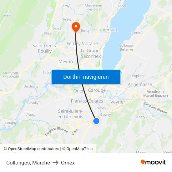 Collonges, Marché to Ornex map