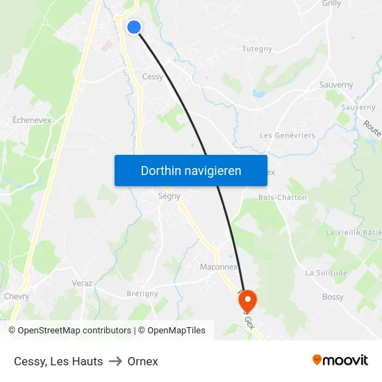 Cessy, Les Hauts to Ornex map