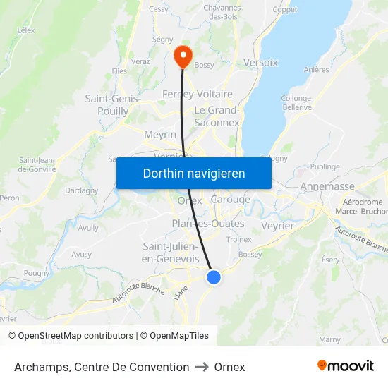 Archamps, Centre De Convention to Ornex map