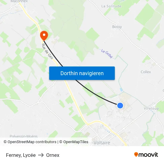Ferney, Lycée to Ornex map