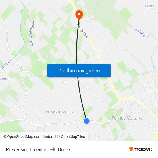 Prévessin, Terraillet to Ornex map