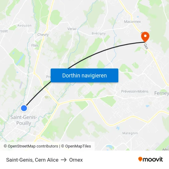 Saint-Genis, Cern Alice to Ornex map