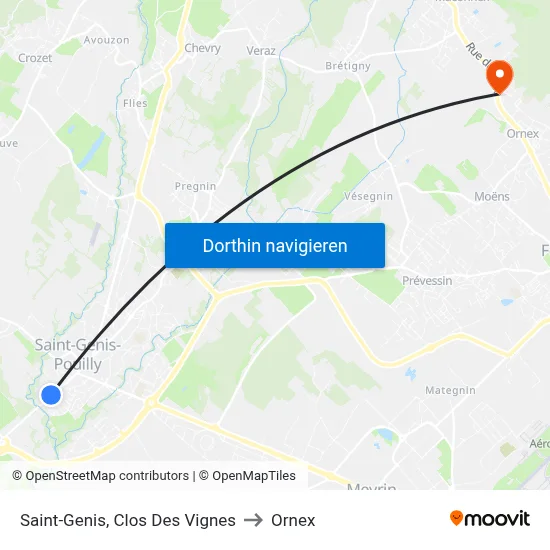 Saint-Genis, Clos Des Vignes to Ornex map