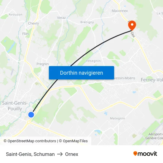 Saint-Genis, Schuman to Ornex map