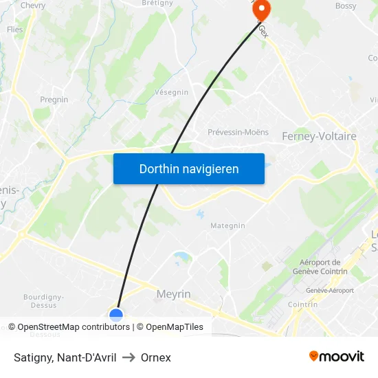 Satigny, Nant-D'Avril to Ornex map