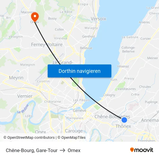 Chêne-Bourg, Gare-Tour to Ornex map