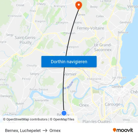 Bernex, Luchepelet to Ornex map