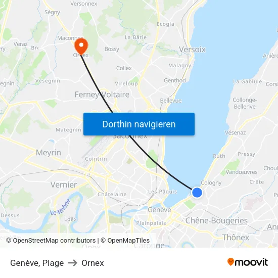 Genève, Plage to Ornex map