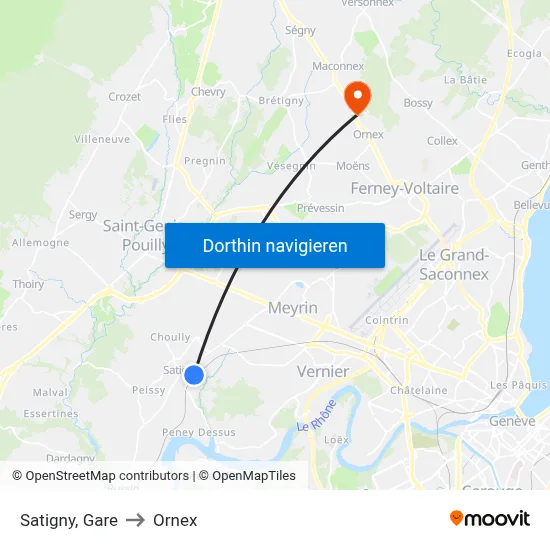 Satigny, Gare to Ornex map