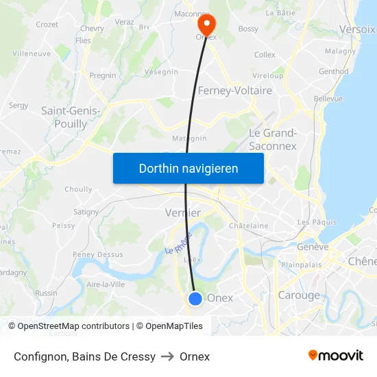 Confignon, Bains De Cressy to Ornex map