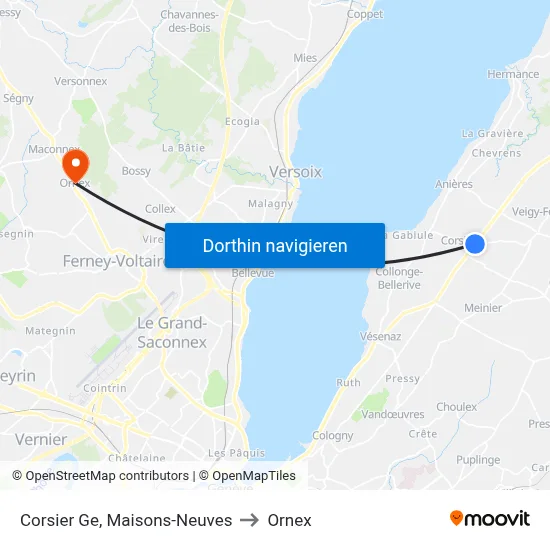 Corsier Ge, Maisons-Neuves to Ornex map