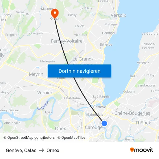 Genève, Calas to Ornex map