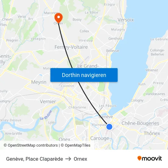 Genève, Place Claparède to Ornex map