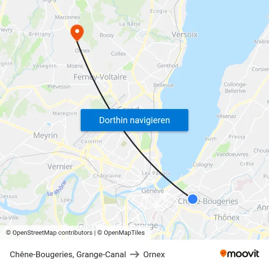 Chêne-Bougeries, Grange-Canal to Ornex map