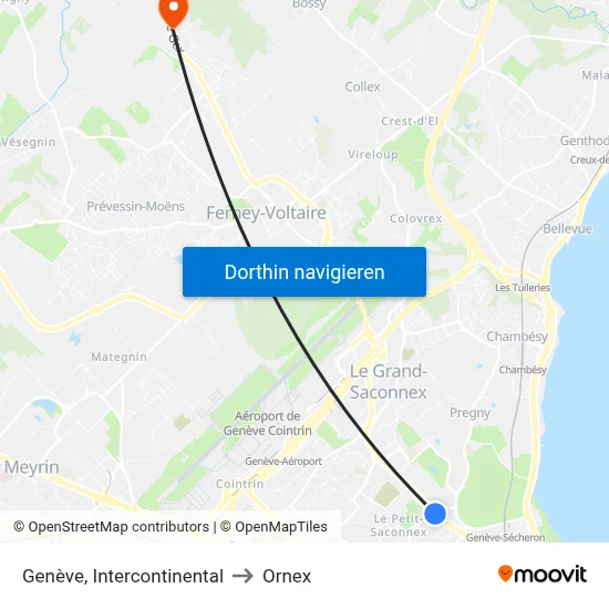 Genève, Intercontinental to Ornex map