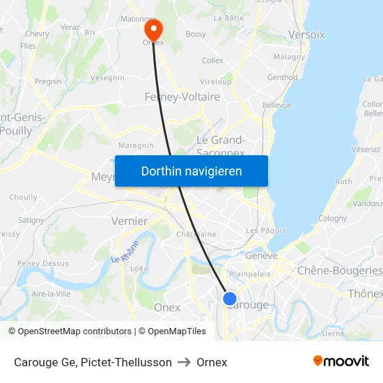 Carouge Ge, Pictet-Thellusson to Ornex map