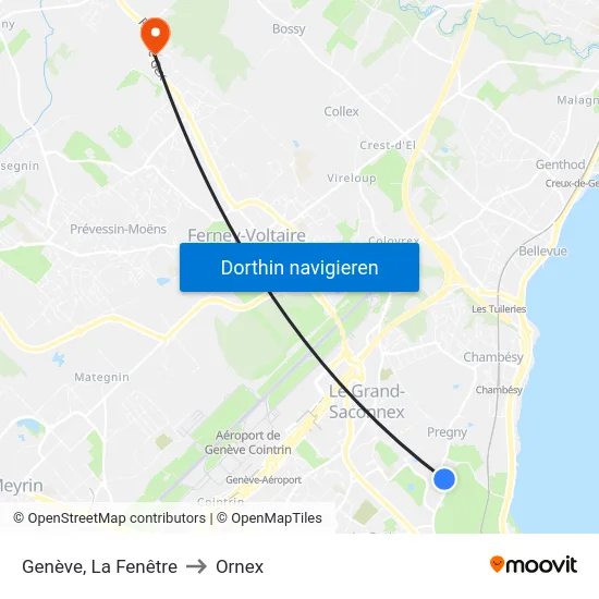 Genève, La Fenêtre to Ornex map