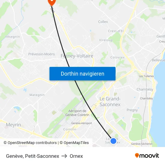 Genève, Petit-Saconnex to Ornex map