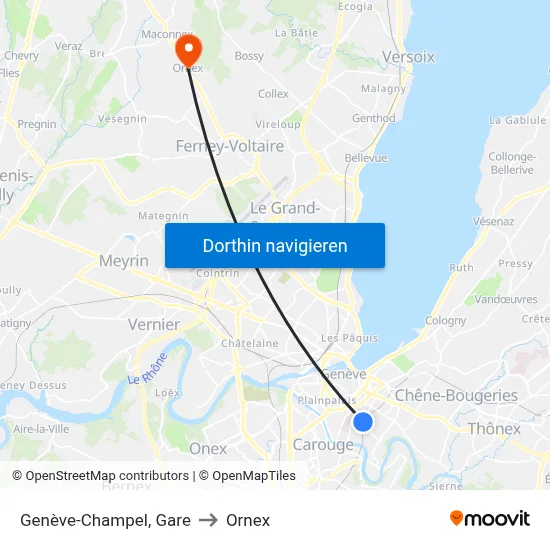 Genève-Champel, Gare to Ornex map