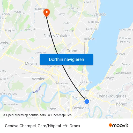 Genève-Champel, Gare/Hôpital to Ornex map