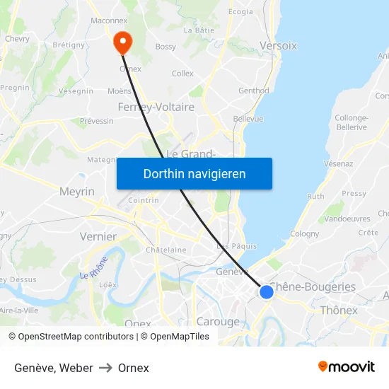 Genève, Weber to Ornex map