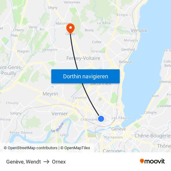 Genève, Wendt to Ornex map