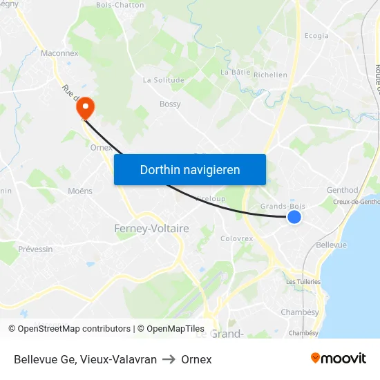 Bellevue Ge, Vieux-Valavran to Ornex map