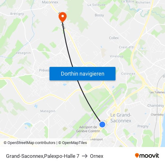 Grand-Saconnex,Palexpo-Halle 7 to Ornex map