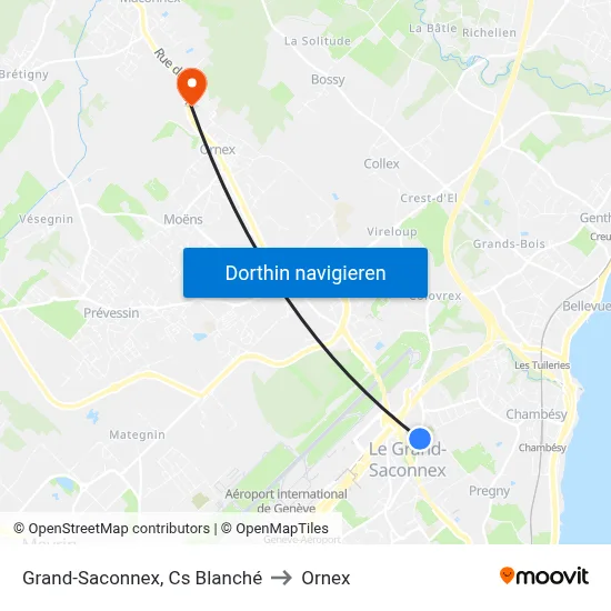 Grand-Saconnex, Cs Blanché to Ornex map