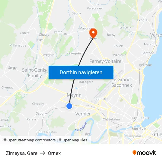 Zimeysa, Gare to Ornex map