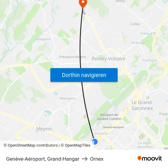 Genève-Aéroport, Grand-Hangar to Ornex map