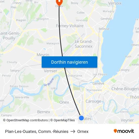 Plan-Les-Ouates, Comm.-Réunies to Ornex map