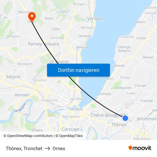 Thônex, Tronchet to Ornex map