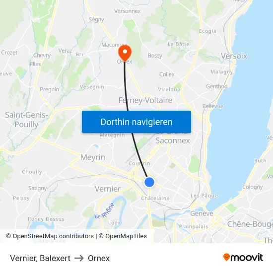 Vernier, Balexert to Ornex map