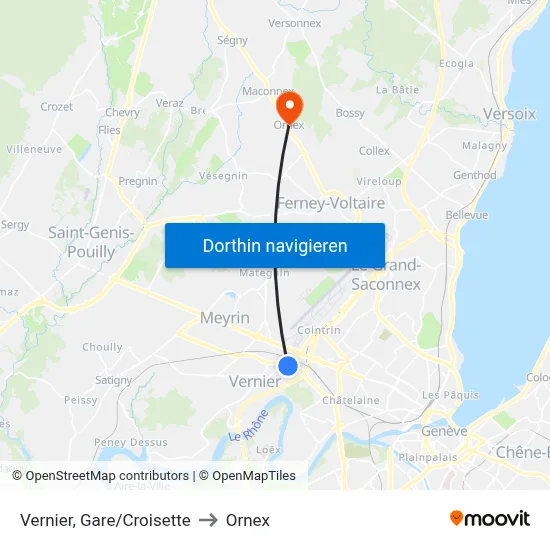 Vernier, Gare/Croisette to Ornex map